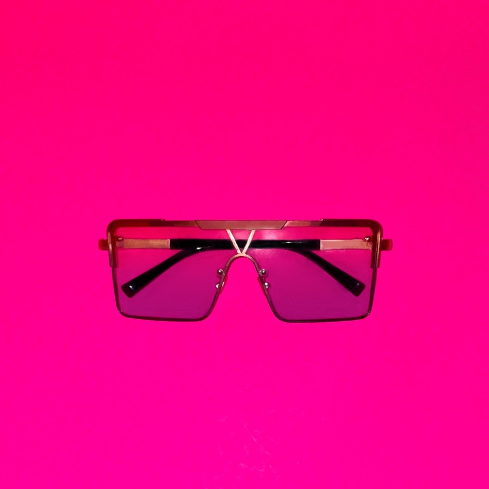 STREAMLINE ROSE + BLUE FADED RECTANGLE LENSES - SUNGLASSES